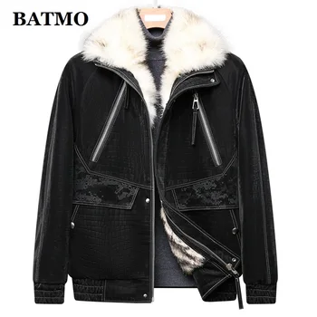 Мужская куртка из натуральной овчины BATMO с подкладкой из волчьей кожи, мужская зимняя теплая парка, мужская шуба X8006