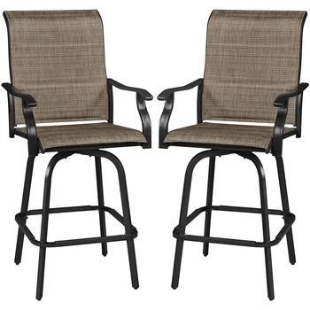 Набор уличной садовой мебели SmileMart из 2 мягких вращающихся барных стульев для патио-бистро Texteline для сада, коричневый