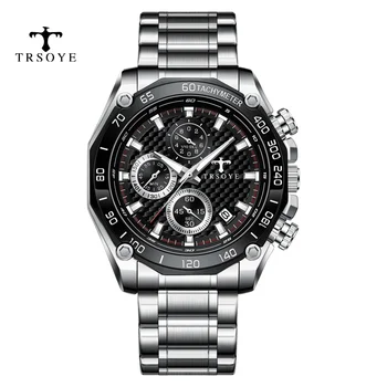 Наручные часы TRSOYE из нержавеющей стали, водонепроницаемые, светящиеся, спортивные, высокое качество メンズァァッッショョョョ 20230