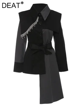 Новая осенне-летняя модная женская одежда с отложным воротником и длинными рукавами, асимметричные куртки 1DE607101L