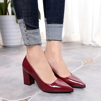 Новые женские туфли-лодочки, женские туфли на высоком каблуке, Классическая красная подошва, модные повседневные туфли-лодочки без застежки, Женская обувь размера плюс 7 см, качество
