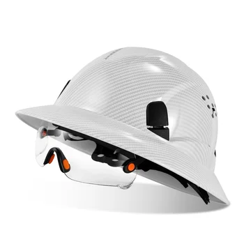 Новый защитный шлем с очками и полными полями из углеродного волокна для строительной площадки - сертифицирован CE