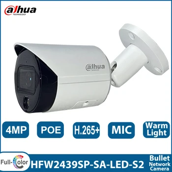 Оригинальная IPC-HFW2439S-SA-LED-S2 4MP POE IP-камера Безопасности со встроенным микрофоном, полноцветная IP67, Уличная камера для Умного Дома