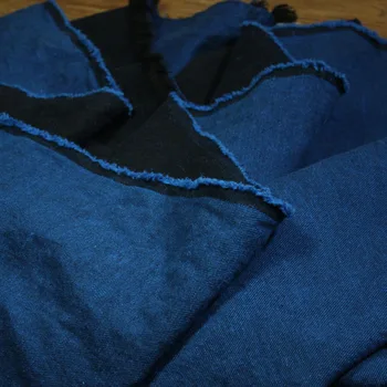 Осенне-зимняя Утолщенная Ткань, грубая саржевая хлопчатобумажная ткань для одежды, Синяя швейная ткань по счетчику