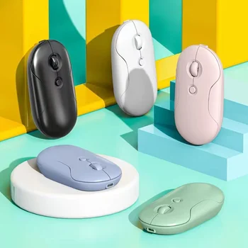 Перезаряжаемая Беспроводная мышь, Двухрежимная Мини-бесшумная мышь Bluetooth, портативные USB-оптические игровые мыши Для портативных ПК, Компьютерный офис