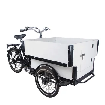 Продается 2021 педальный Электрический велосипед Открытый грузовой велосипед для взрослых с тележкой для покупок в деревянном ящике спереди