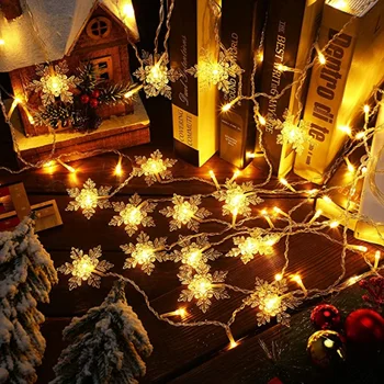 Рождественская лампа для украшения атмосферы на открытом воздухе, 0,4-0,6 м, светодиодная лампа в виде снежинки, занавеска, струнная лампа, вечерние украшения садовых карнизов.