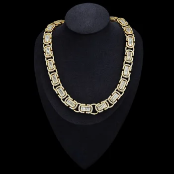 Роскошный бренд, подлинные настоящие драгоценности, новое хип-хоп нишевое золотое ожерелье с полным бриллиантом, покрытое стерлинговым серебром, 15 мм, цепочка из воловьего рога, ожерелье для