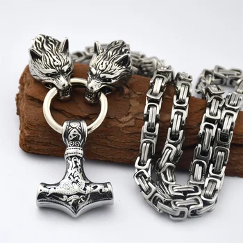 Скандинавский Кельтский Волк, Мужское Толстое ожерелье с Викингом, Волк Викинга, ожерелье с подвеской 