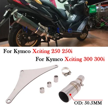 Слипоны Для Kymco Xciting 250 250i 300 300i Xciting250 Выхлопная Труба Мотоцикла 51 мм Среднее Звено Трубы Глушитель Модифицированный Escape Moto Bike