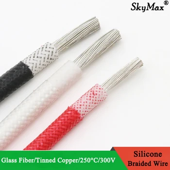 Термостойкий при температуре 250 ° C плетеный из стекловолокна силиконовый кабель из силиконовой смолы, термостойкий силиконовый провод, огнестойкий изолированный кабель