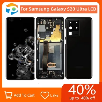 Тестовый Класс AAA Замена ЖК-экрана для Samsung Galaxy S20 Ultra 5G Digitizer Замена экрана 6,9 Дюйма Черного Цвета с Рамкой