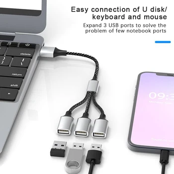Удлинители концентратора USB Type C, 4 порта, USB-кабель, Разветвитель, OTG, высокоскоростной адаптер для передачи данных, портативный конвертер для ПК, ноутбука