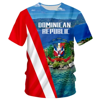 Футболки Флаг Доминиканской Республики, Национальная эмблема, футболка с 3D принтом, Летняя футболка, модные детские повседневные футболки с круглым вырезом для мальчиков и девочек