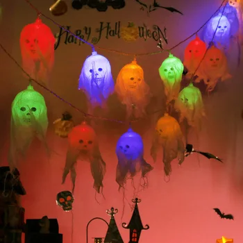 Хэллоуин, красочные светодиодные фонари, Череп, гирлянда, сделай сам, Хэллоуин, окружающее освещение для двора
