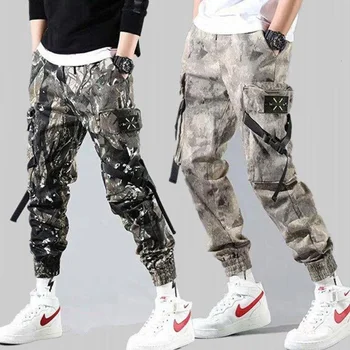 Японские Корейские Джоггеры, Брюки-карго, Мужские Военные Камуфляжные уличные брюки, Модная мужская одежда, спортивные штаны в стиле Харадзюку